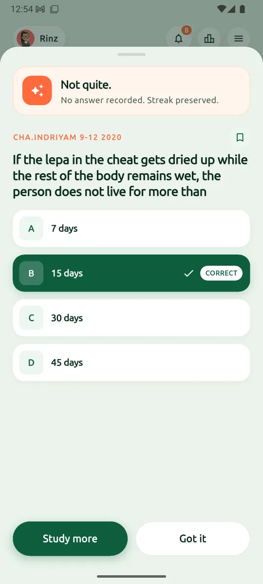 Today's question result