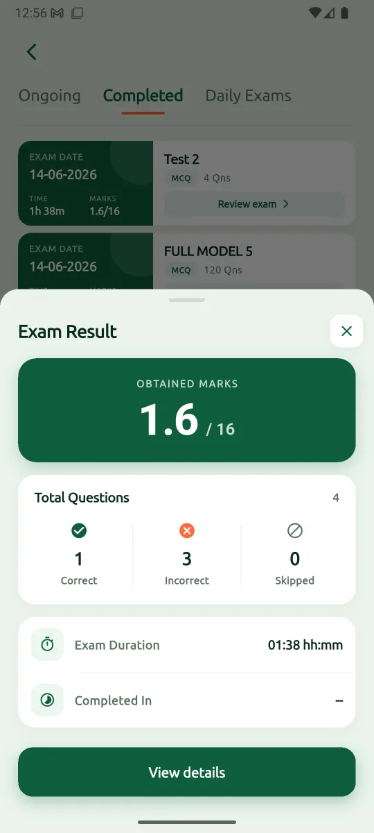 Exam result